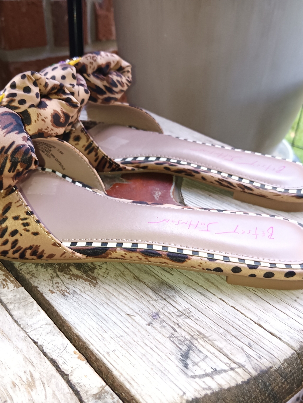Betsey Johnson Leopard & Polka Dot Slide Sandals in Beige - Picture 3 of 6